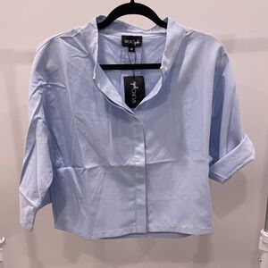 Women’s Light Blue WUKOgals Top Shirt Blouse size M Cotton NWT